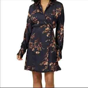 Equipment Long Sleeve V-Neck Women's Floral Faux Wrap Dress Size XS